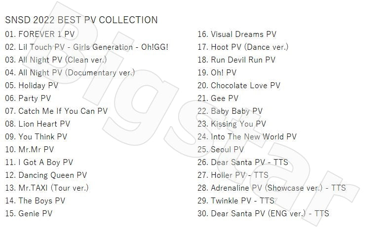 K-POP DVD/ 少女時代 2022 BEST PV Collection★FOREVER 1 Oh!GG Holiday Lion Heart Party Catch Me If You Can/ snsd 少女時代 ソニョシデ PV