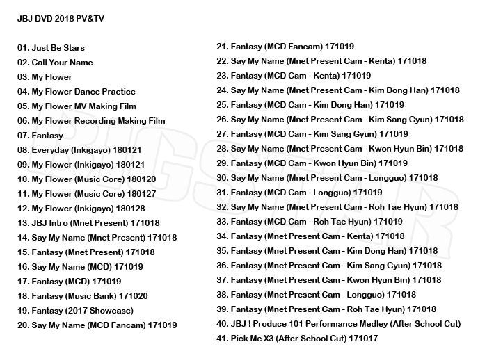 K-POP DVD/ JBJ 2018 PV&TV セレクト★Just Be Stars Call Your Name My Flower Fantasy／ジェイビージェイ テヒョン 高田健太 サンギュン ヨングク..