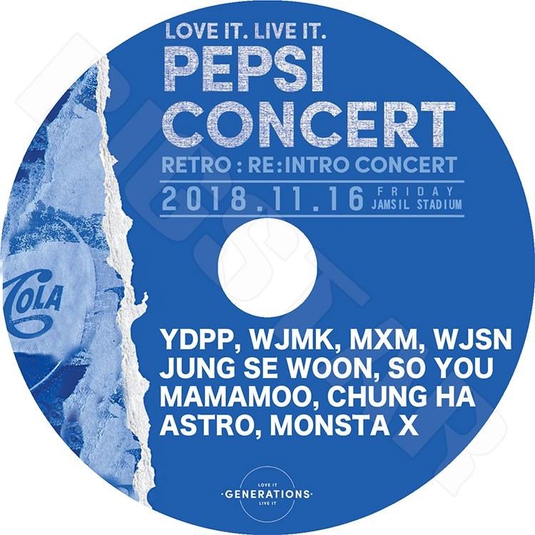 K-POP DVD/ 2018 PEPSI CONCERT(2018.11.16) MONSTA X MAMAMOO CHUNG HA ASTRO WJSN SOYOU MXM 他