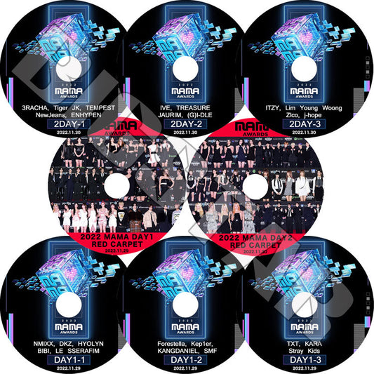 K-POP DVD/ 2022 MAMA Mnet Asia Music Awards + RED CARPET 1-2DAY (8枚SET)(2022.11.29-30)/ LE SSERAFIM STRAY KIDS TXT ITZY..