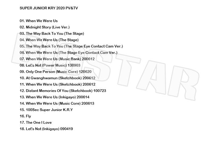 K-POP DVD/ SUPER JUNIOR K.R.Y PV&TV セレクト★When We Were Us Midnight Story/ スーパージュニア イェソン キュヒョン リョウク KPOP DVD